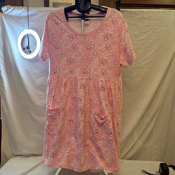 Vintage The Disney Catalog Winnie The Pooh Dress With Pockets Sz XL Pink - Picture 1 of 9